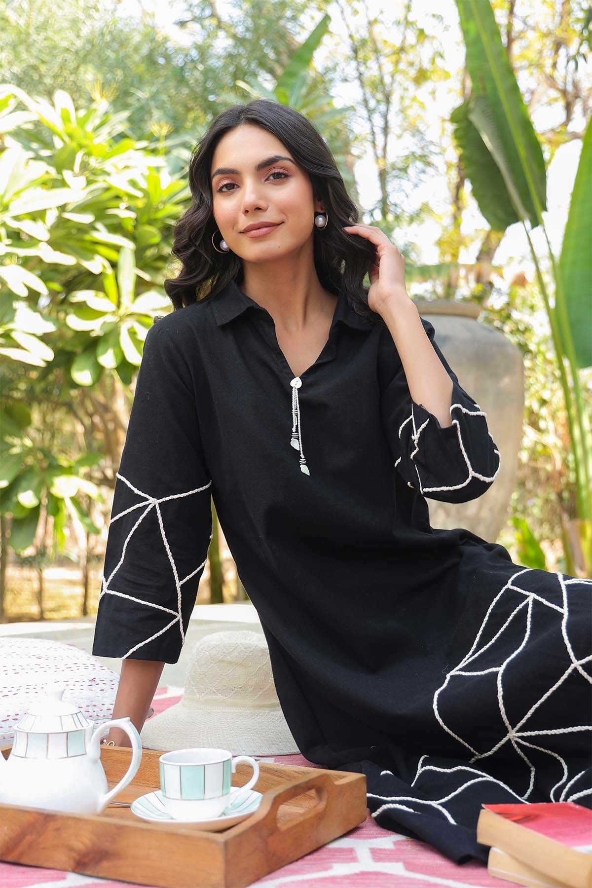 Black Cotton Flex Dress