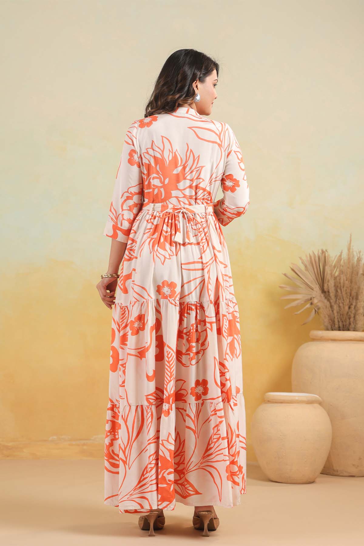 Orange Russian Silk Dress