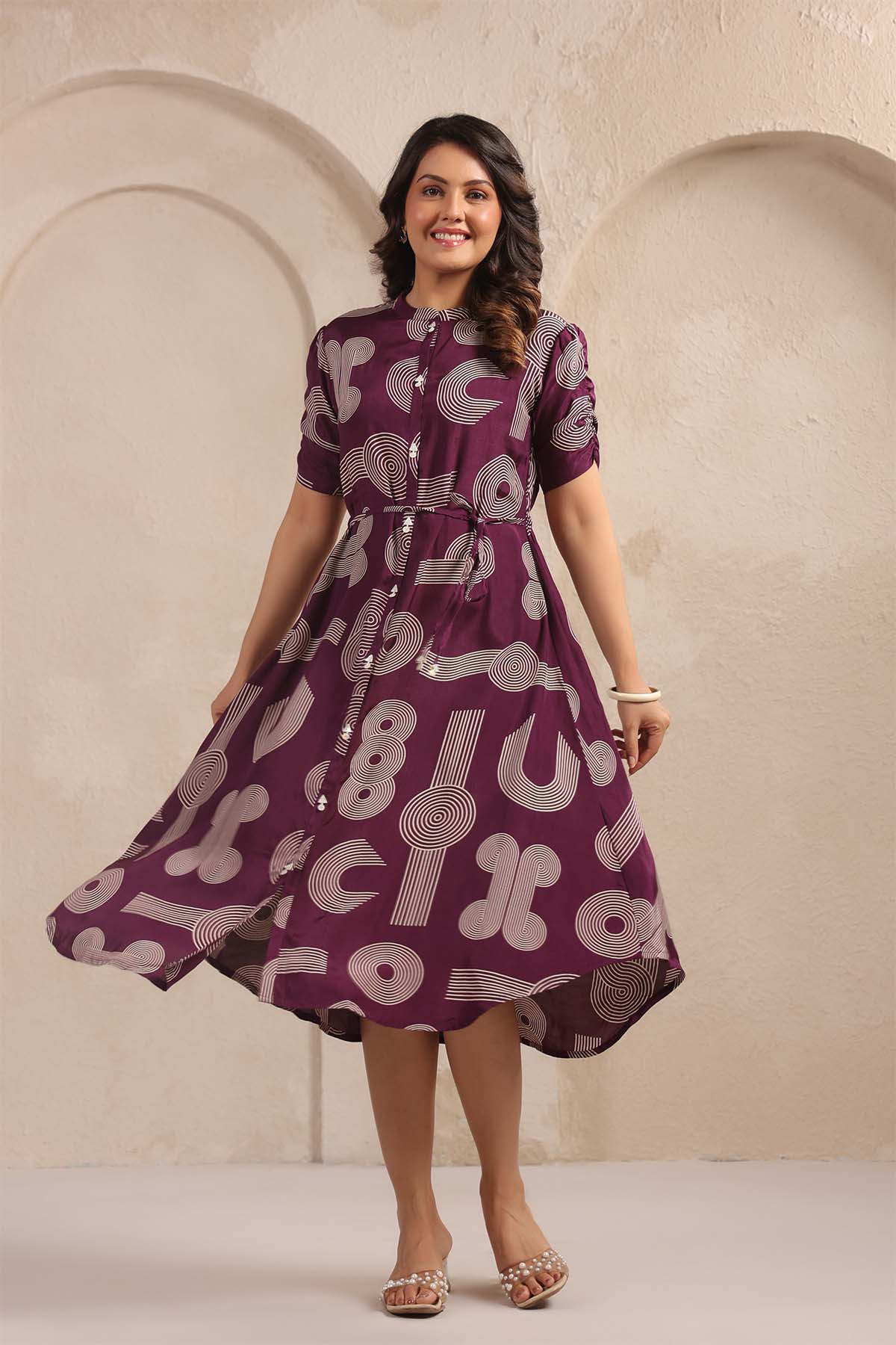 Purple Russian Silk Dress