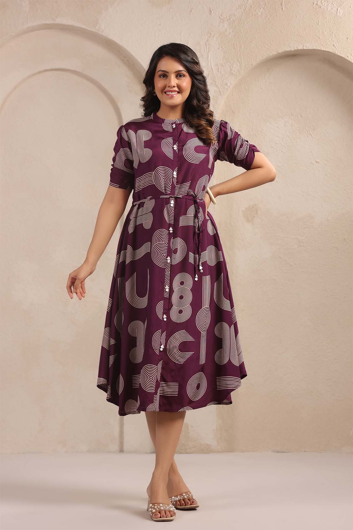 Purple Russian Silk Dress