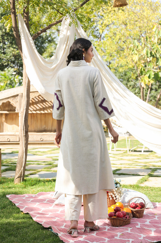 Natural Cotton Flex Geometric Print Kurta Set