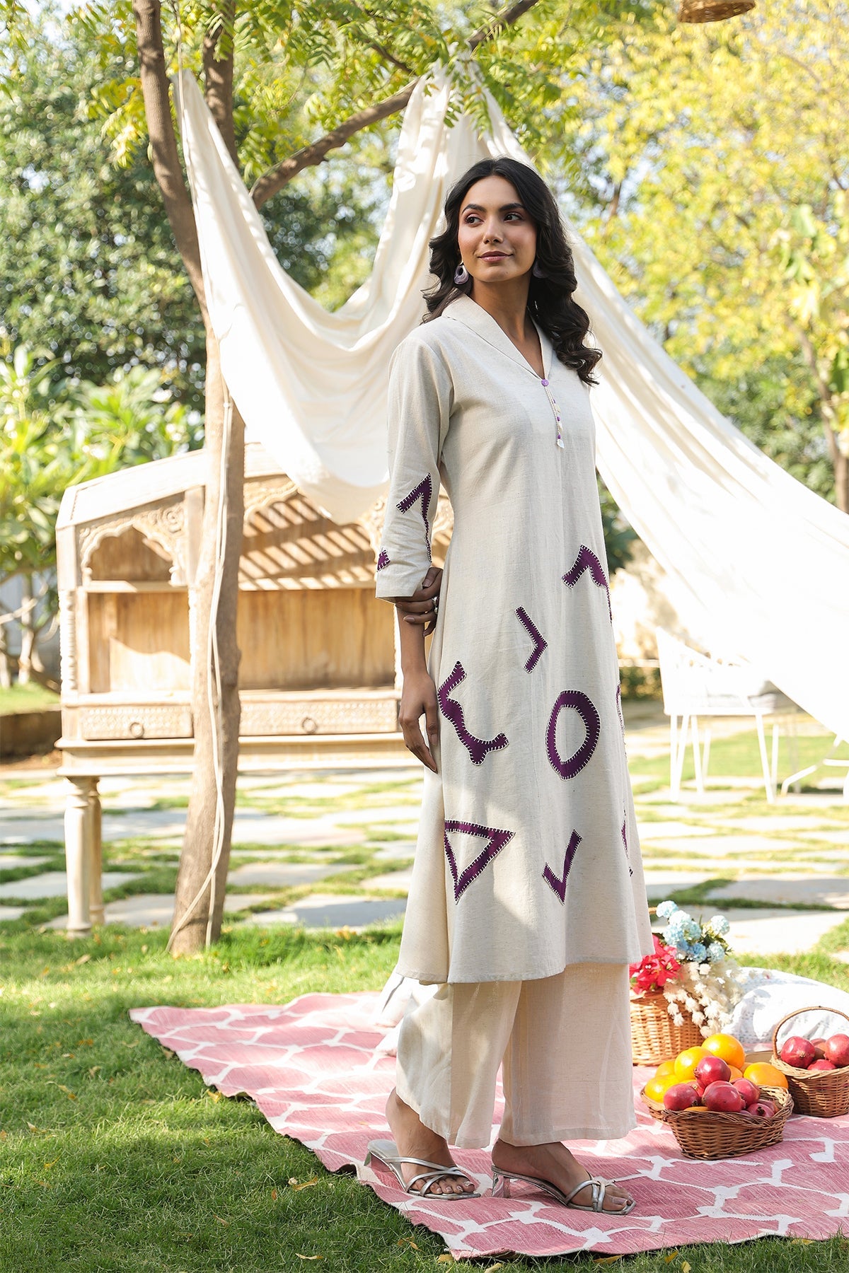 Natural Cotton Flex Geometric Print Kurta Set