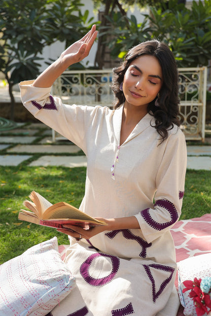 Natural Cotton Flex Geometric Print Kurta Set