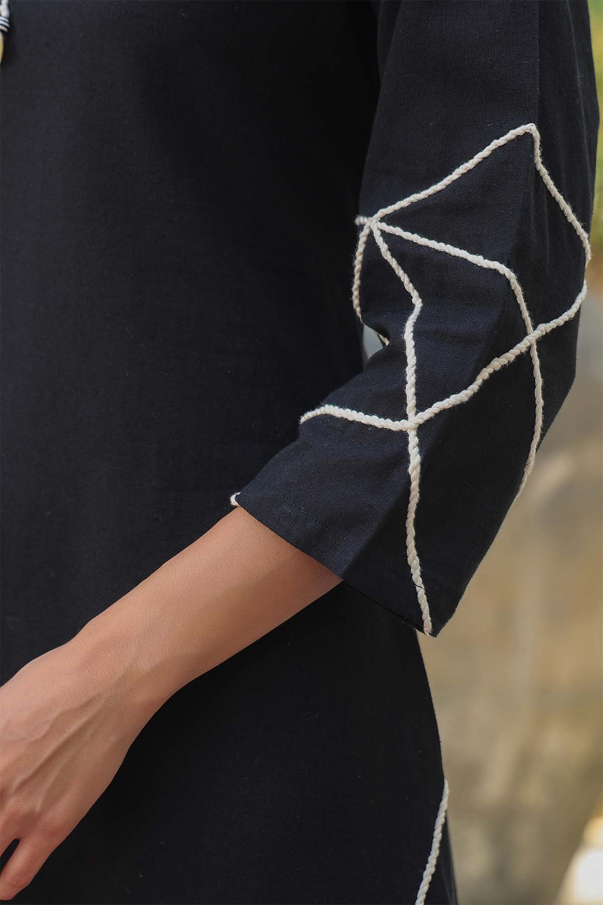 Black Cotton Flex Dress