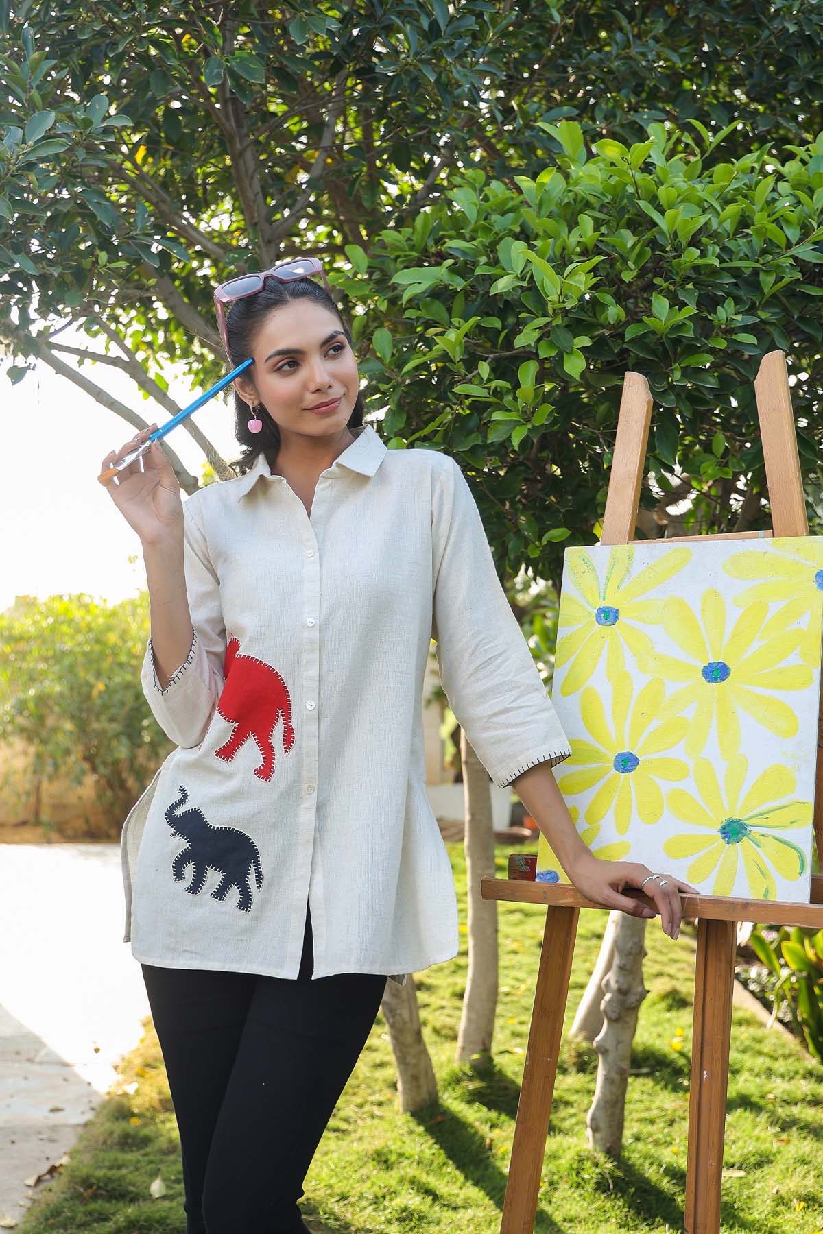 Natural Cotton Flex Printed Tops