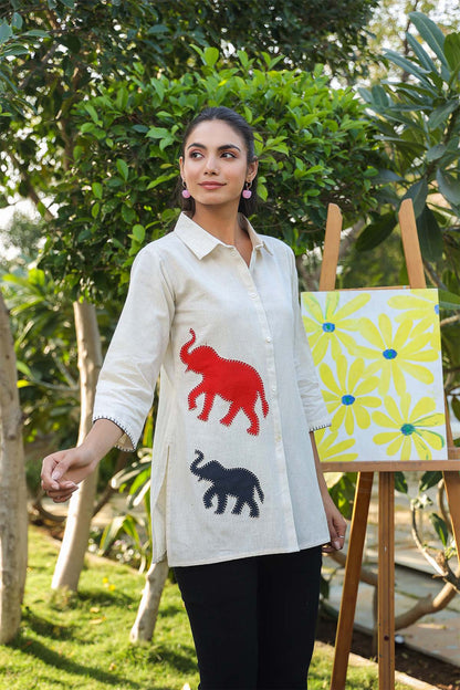 Natural Cotton Flex Printed Tops