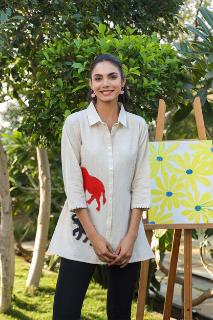 Natural Cotton Flex Printed Tops