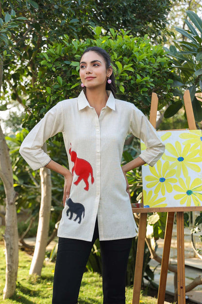 Natural Cotton Flex Printed Tops