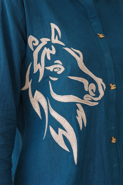 Blue Cotton Flex Co-Ord Set