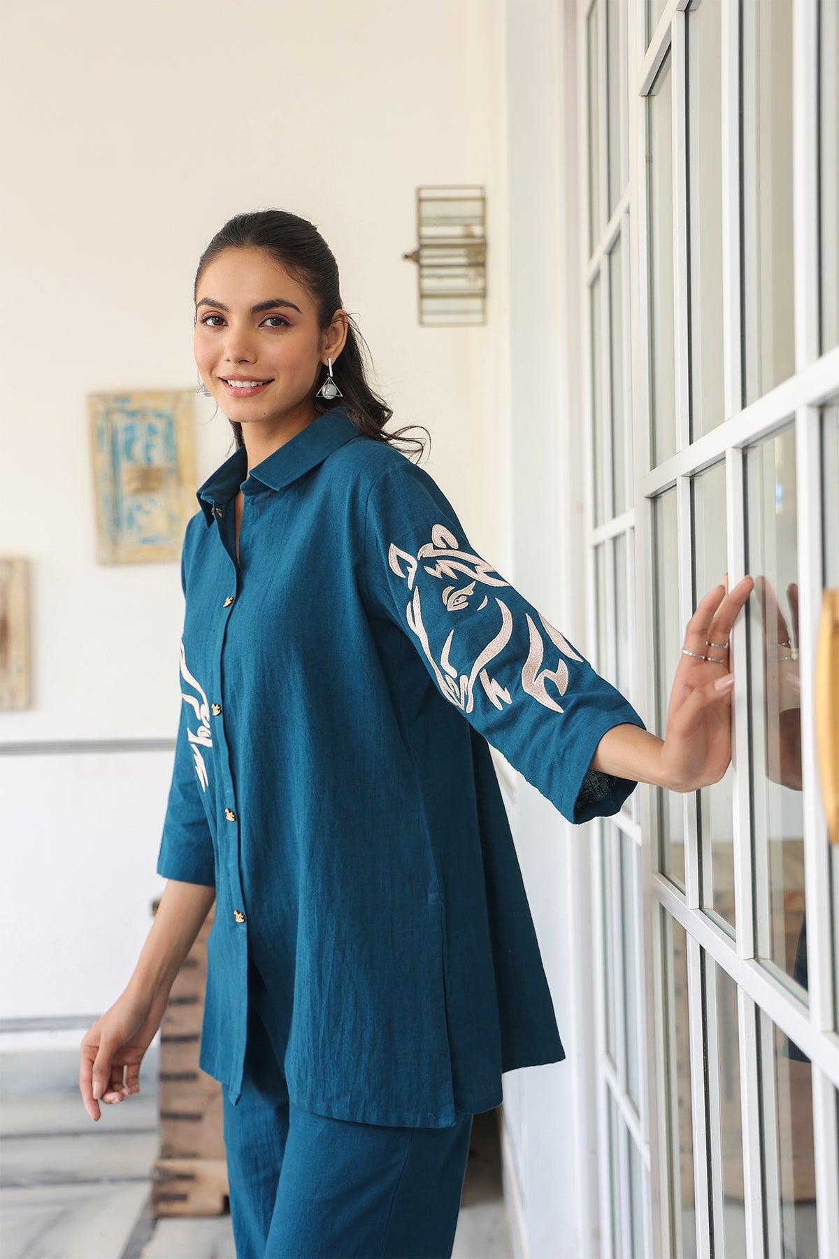 Blue Cotton Flex Co-Ord Set