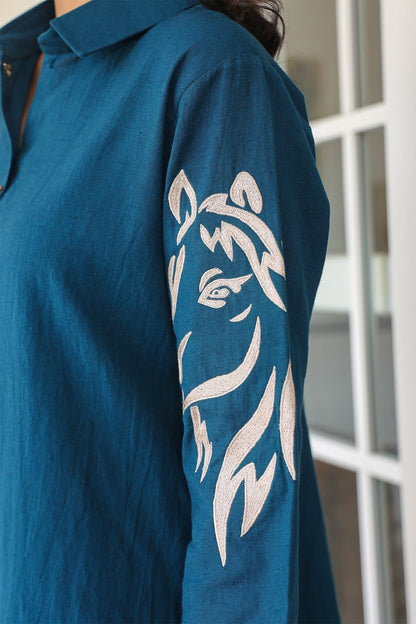 Blue Cotton Flex Co-Ord Set