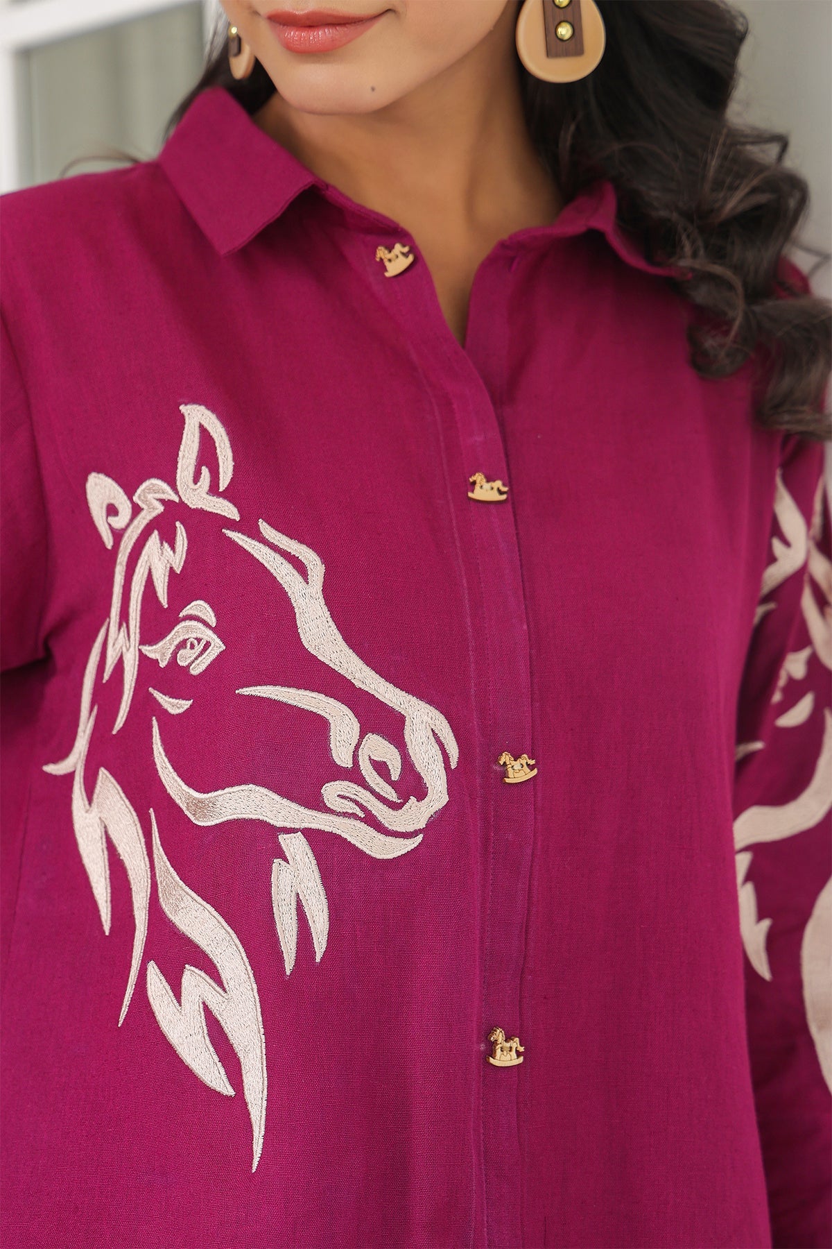 Wine Animal Print Cotton Flex Co Ord Set