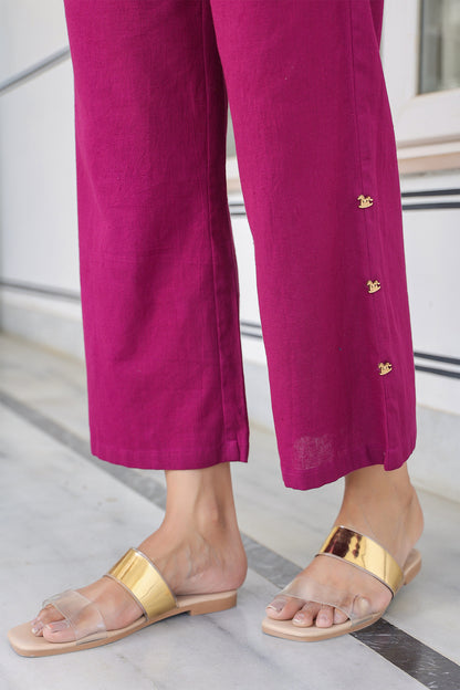 Wine Animal Print Cotton Flex Co Ord Set