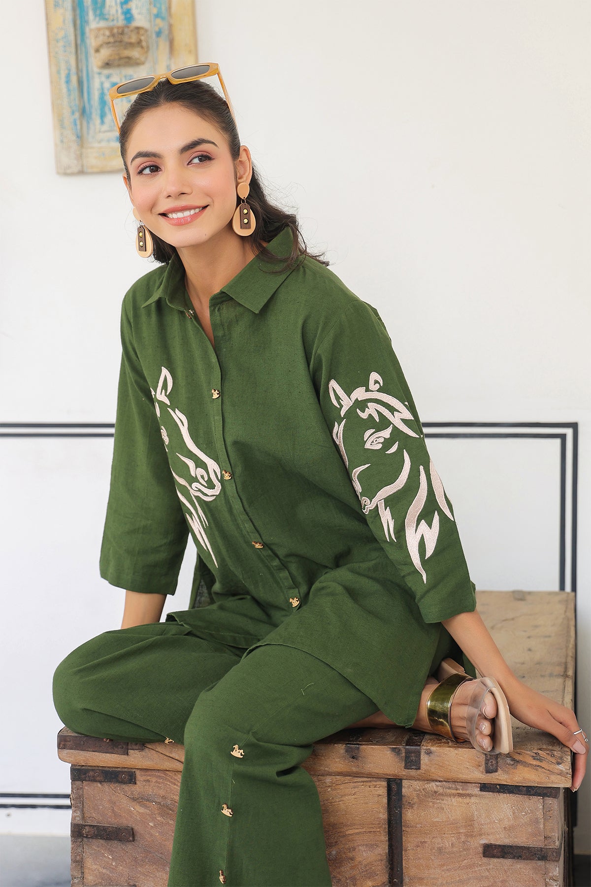 Mehndi Cotton Flex Co Ord set