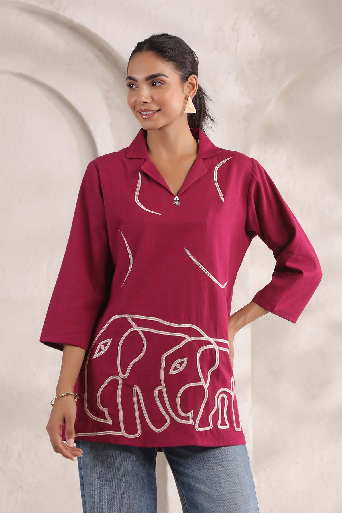 Wine Cotton Flex Top
