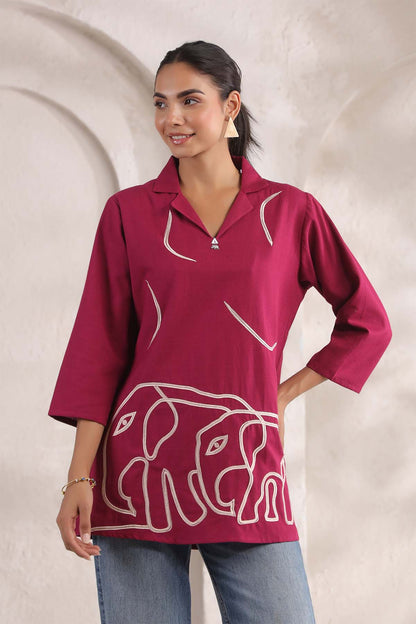 Wine Cotton Flex Top