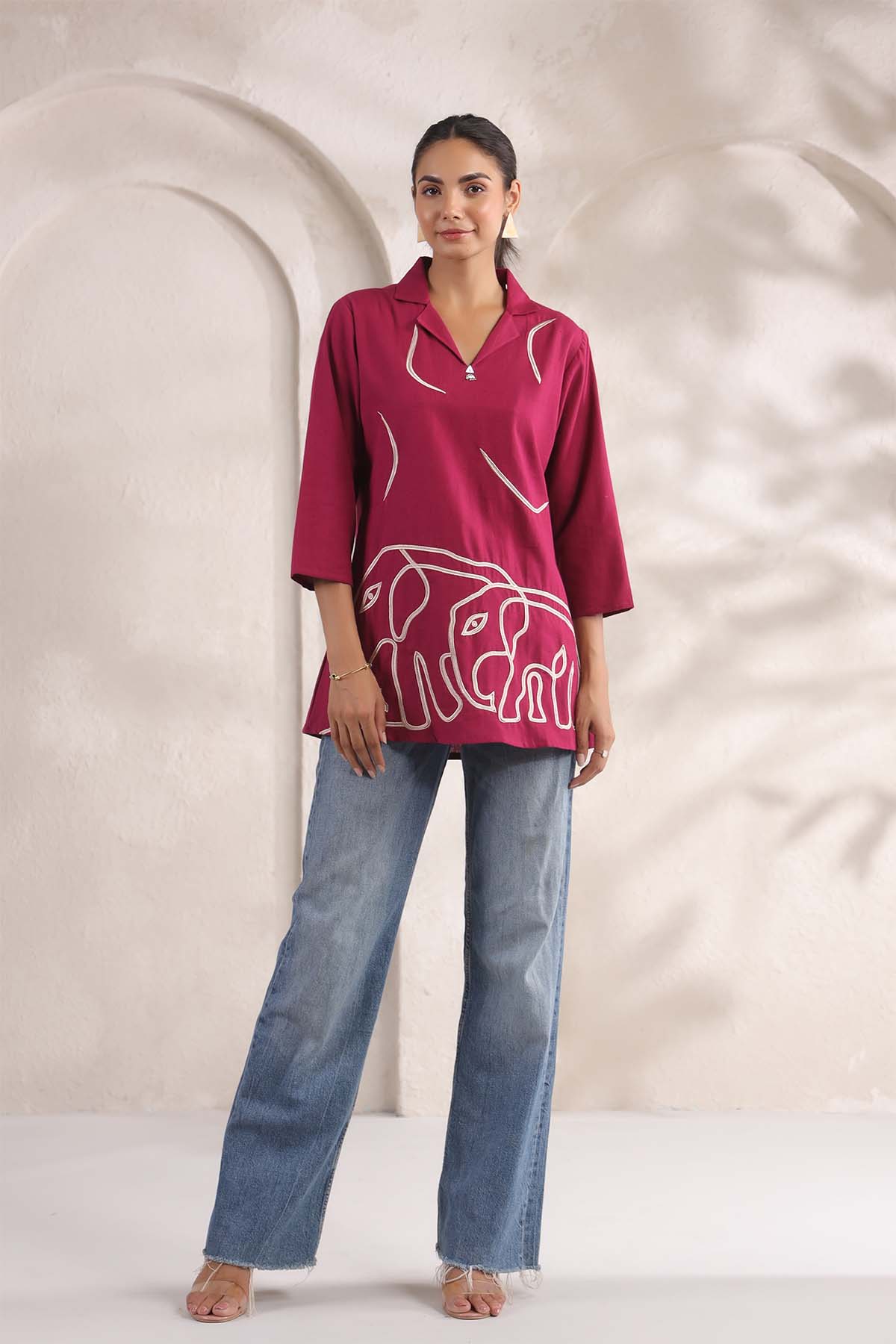 Wine Cotton Flex Top