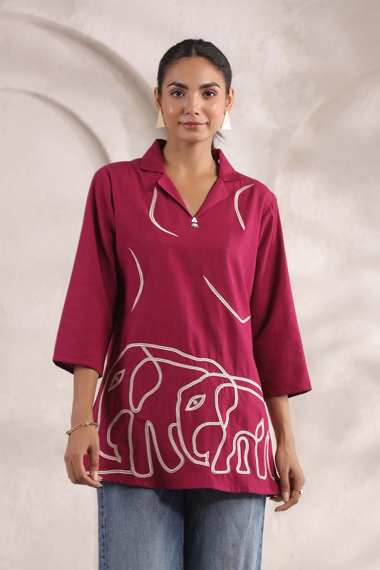 Wine Cotton Flex Top