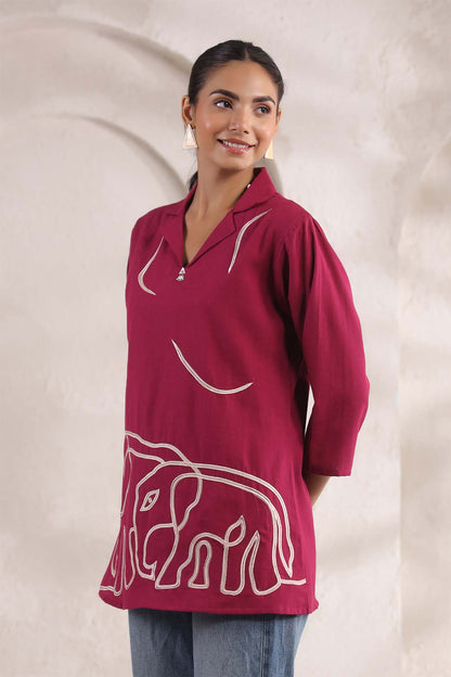 Wine Cotton Flex Top