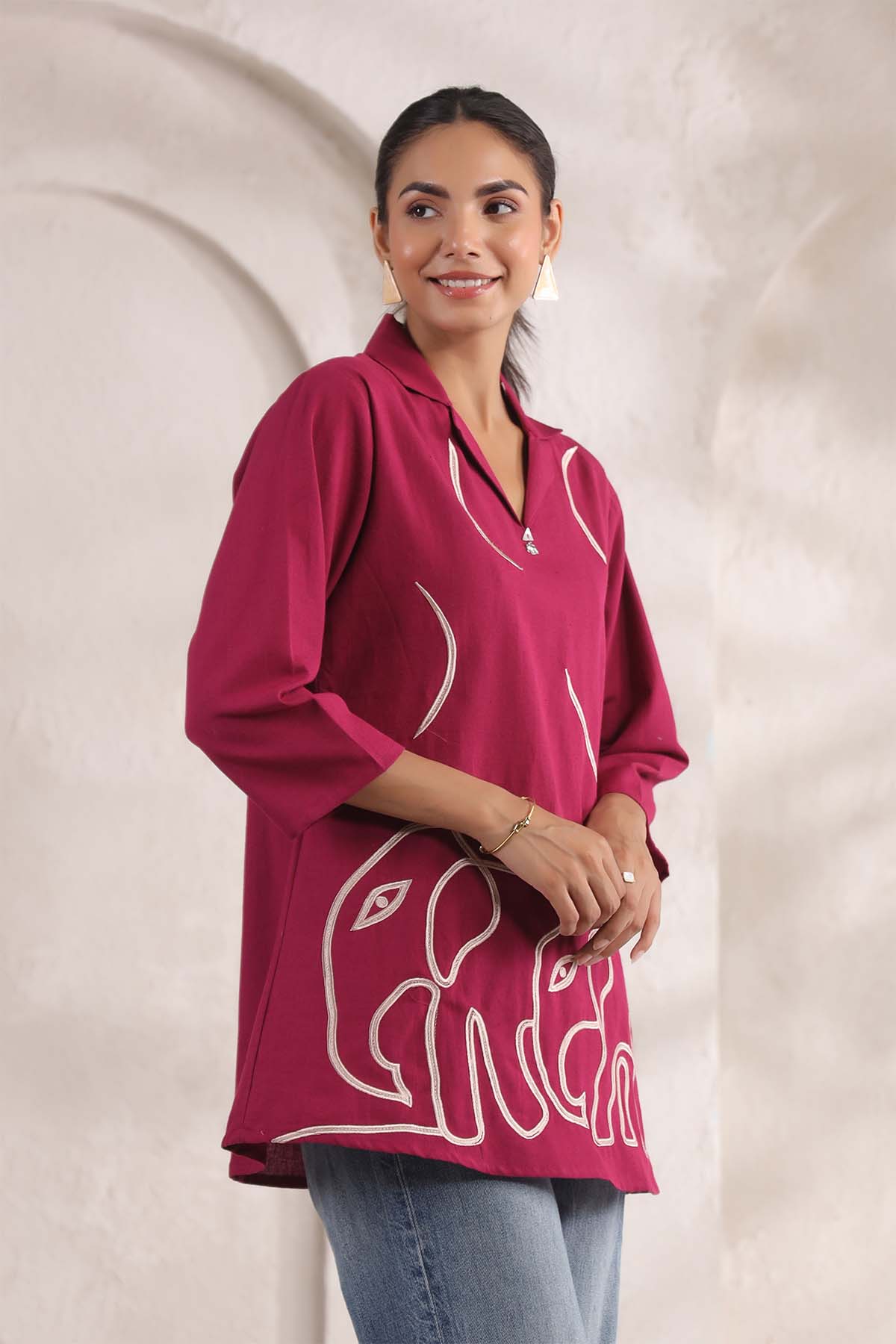 Wine Cotton Flex Top