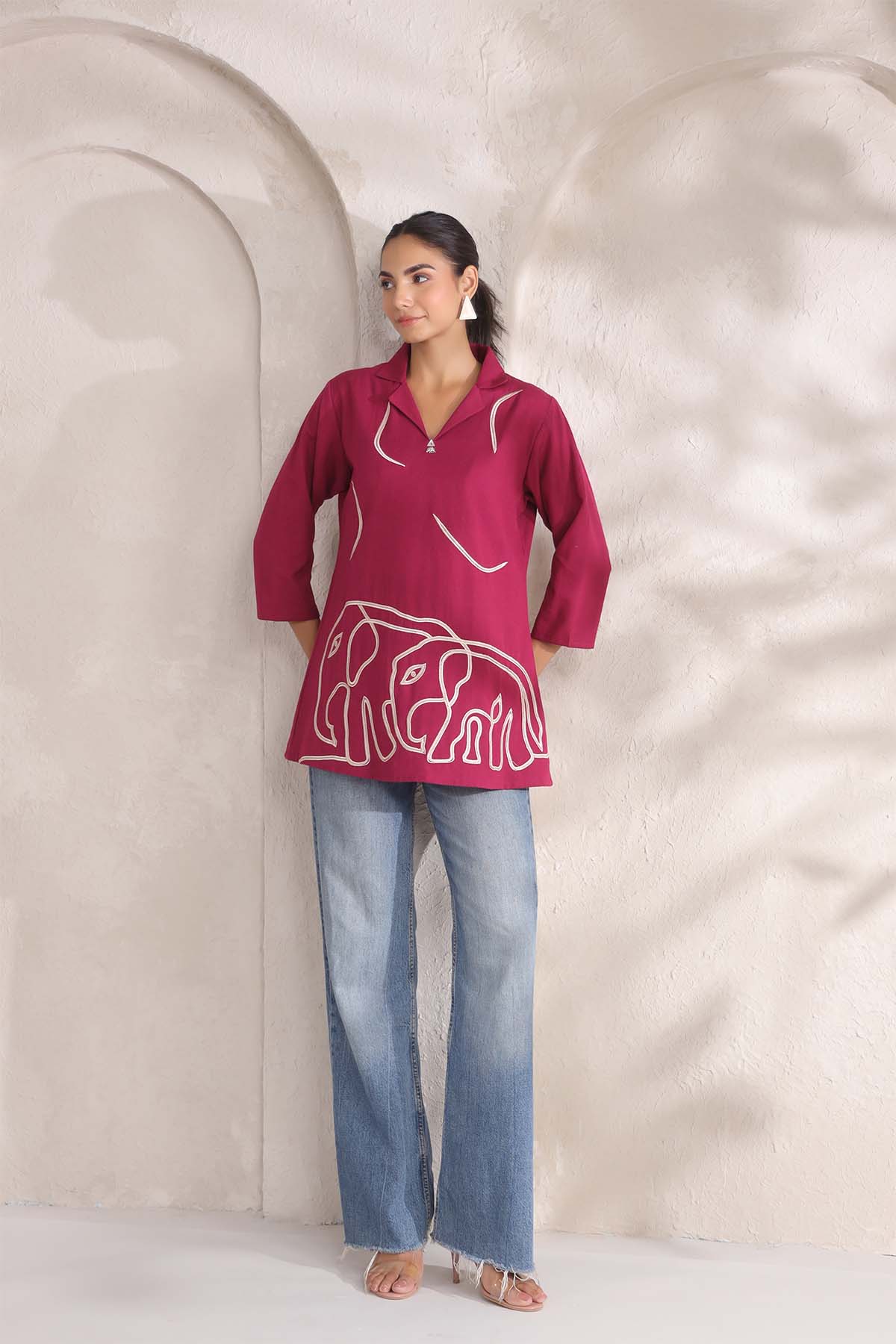 Wine Cotton Flex Top