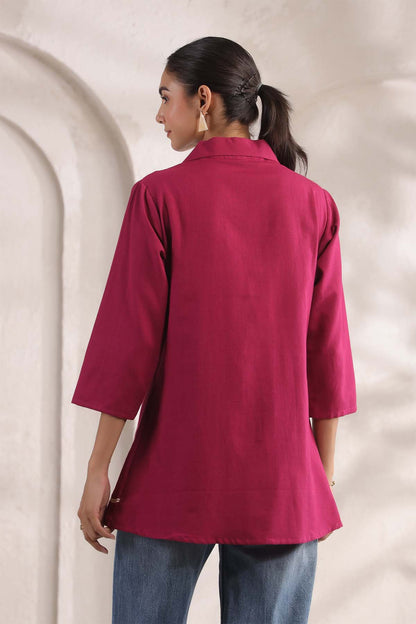 Wine Cotton Flex Top