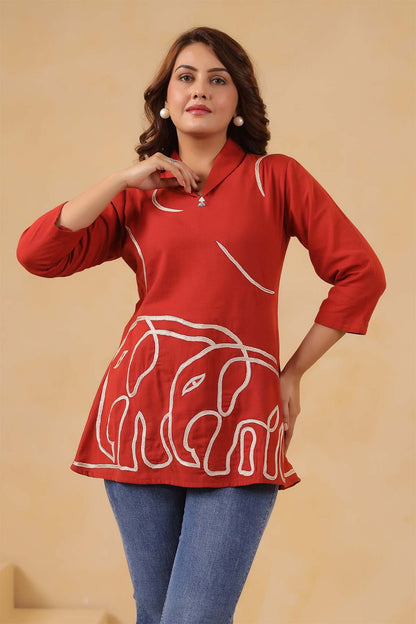 Orange Cotton Flex Top