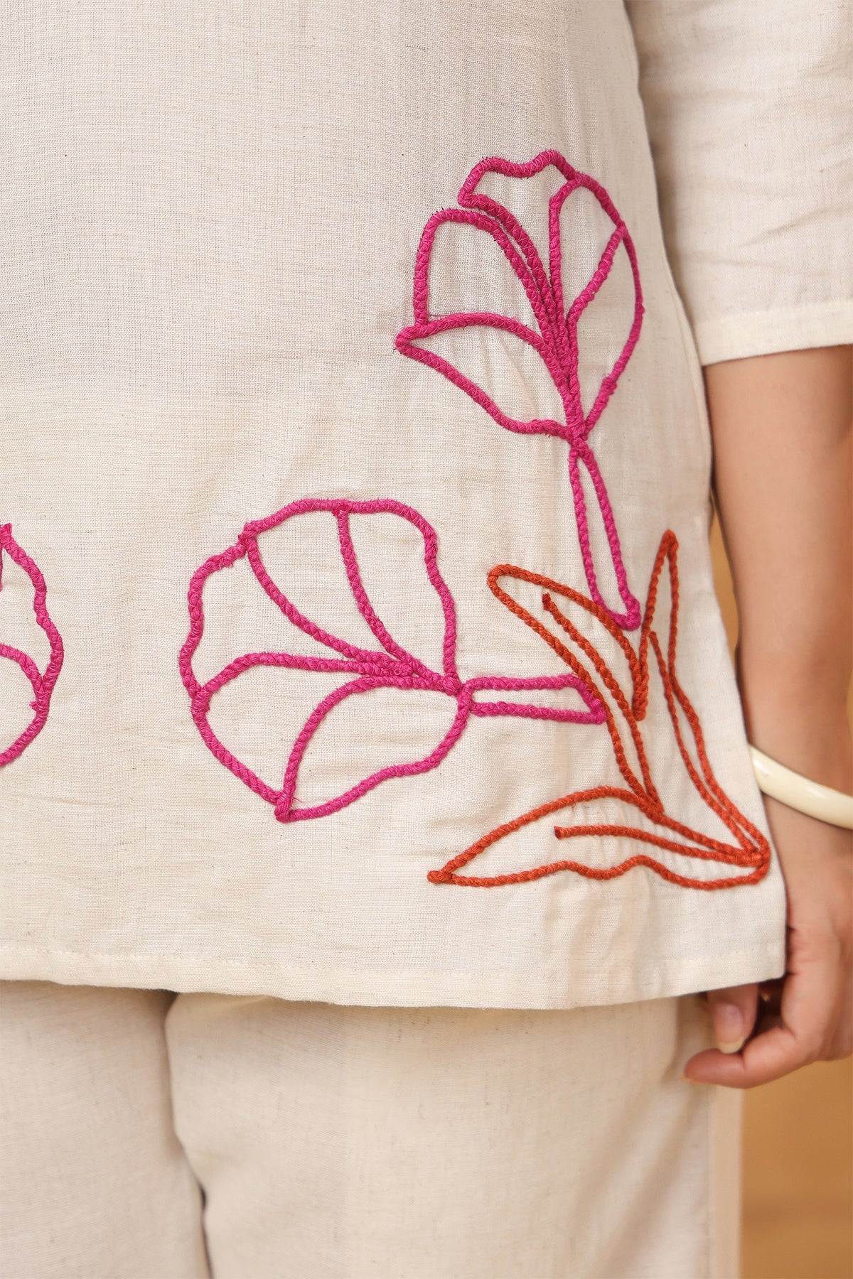 Natural Red Floral Cotton Flex Co Ord Set