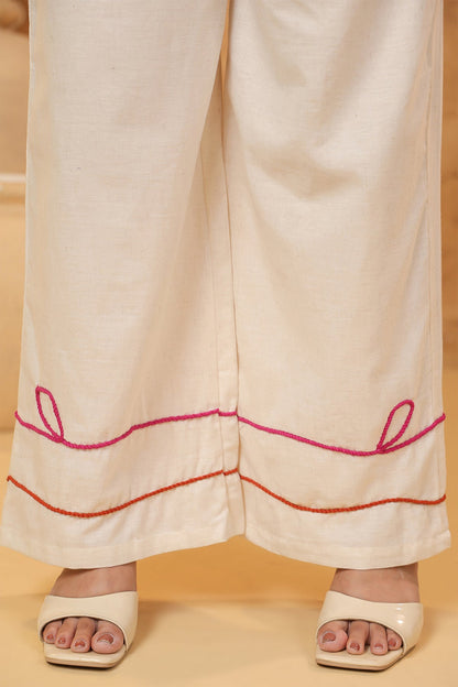 Natural Red Floral Cotton Flex Co Ord Set