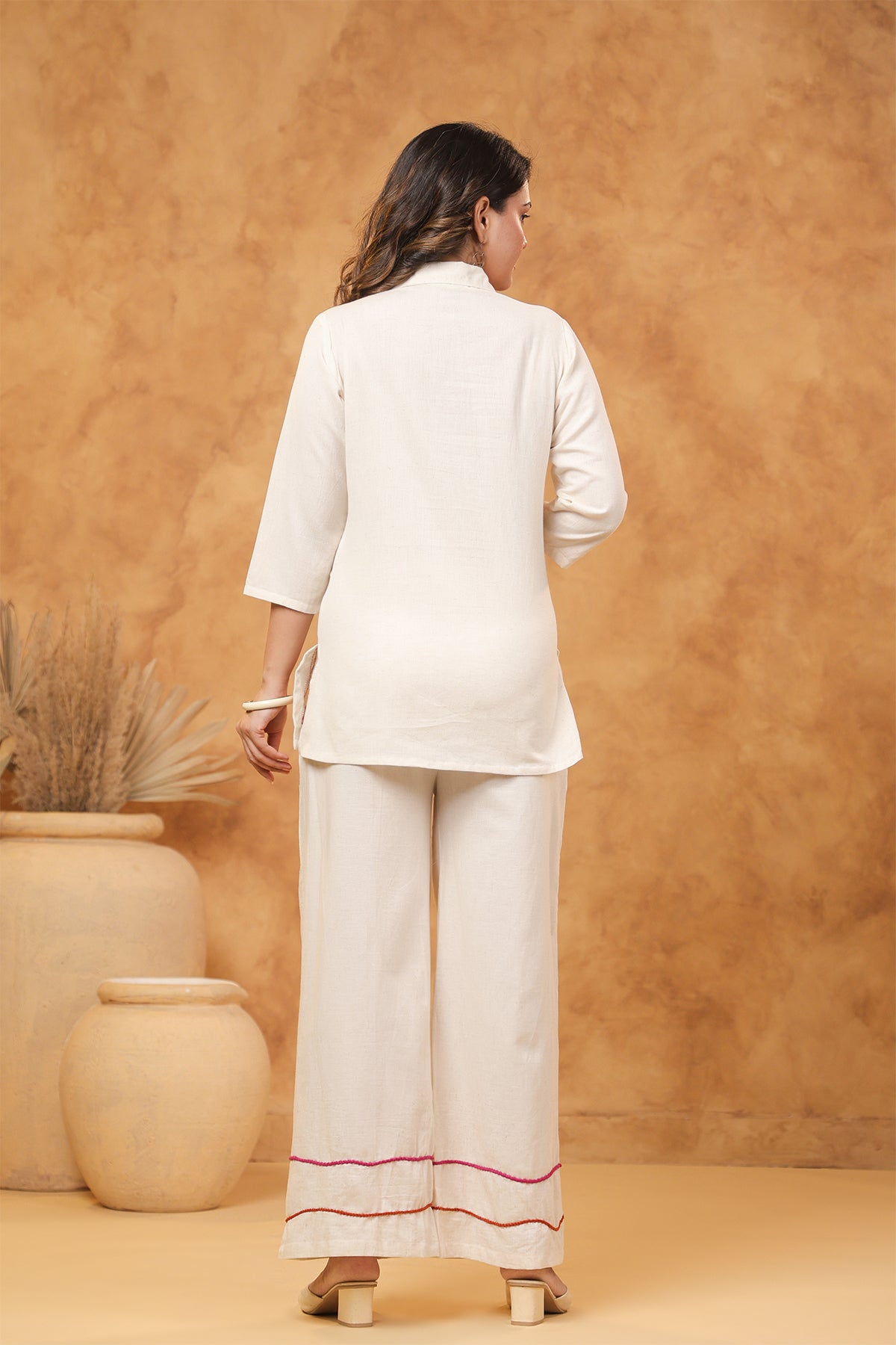 Natural Red Floral Cotton Flex Co Ord Set