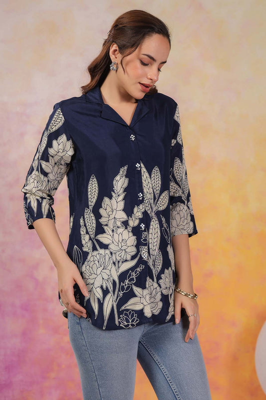 Blue Russian Silk Top