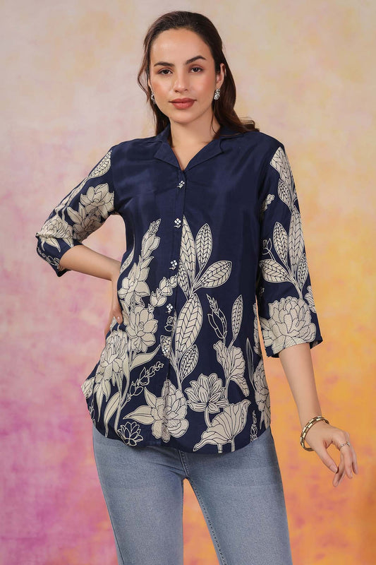 Blue Russian Silk Top