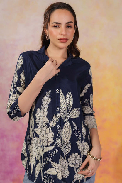 Blue Russian Silk Top