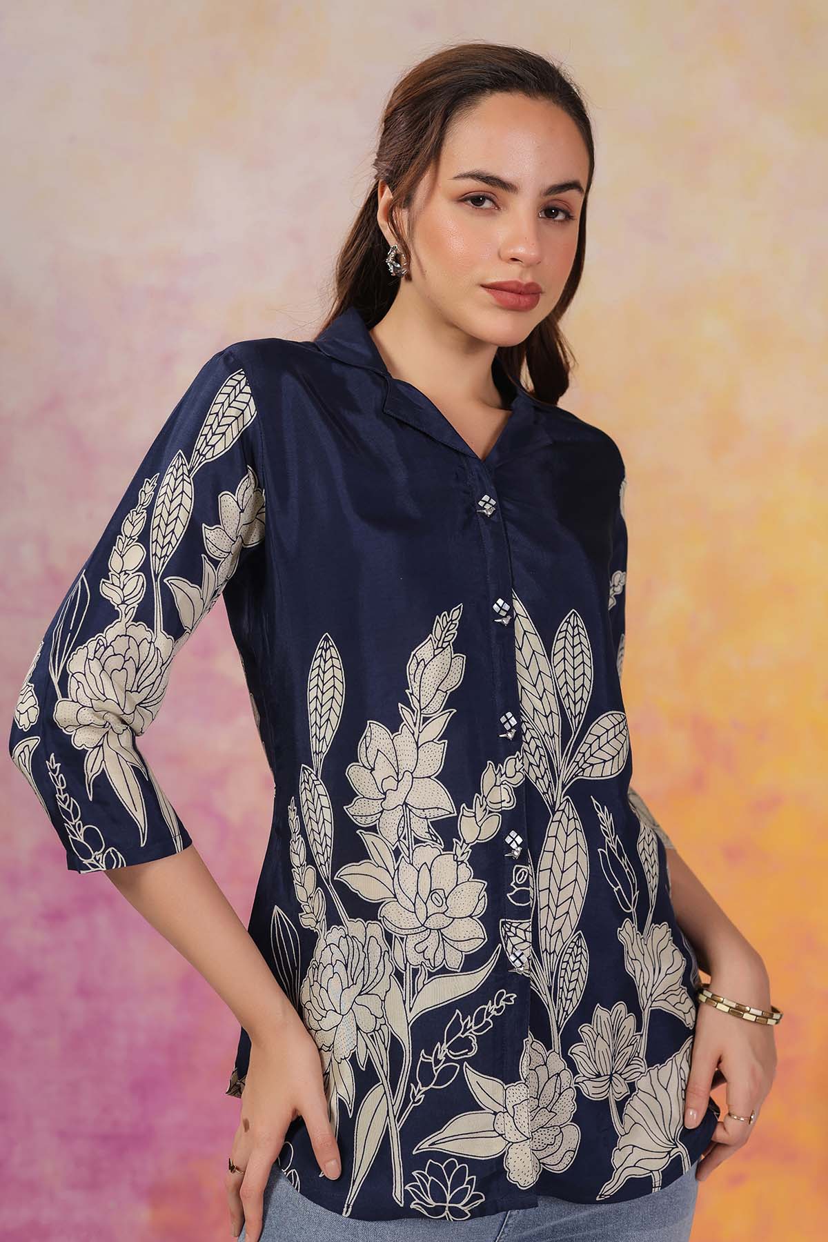 Blue Russian Silk Top