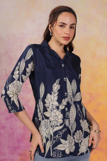 Blue Russian Silk Top