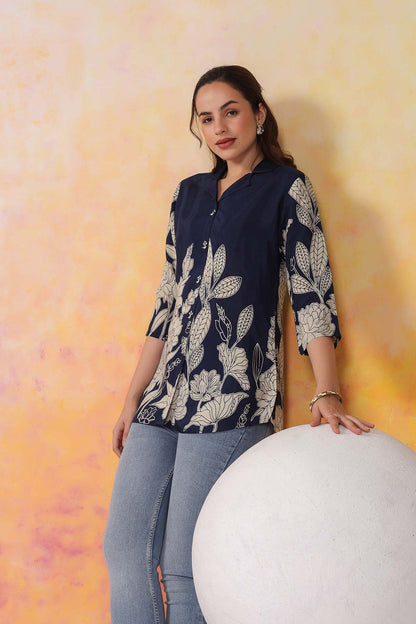 Blue Russian Silk Top