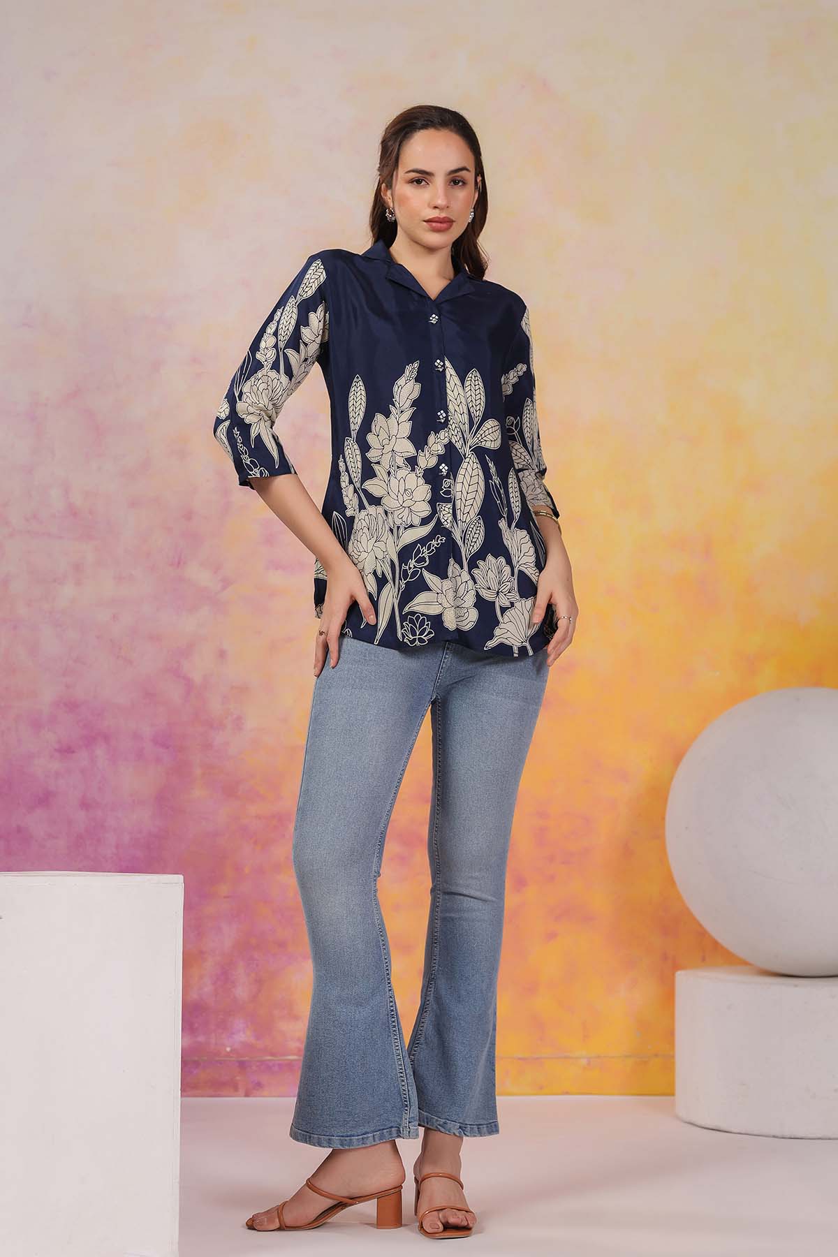 Blue Russian Silk Top