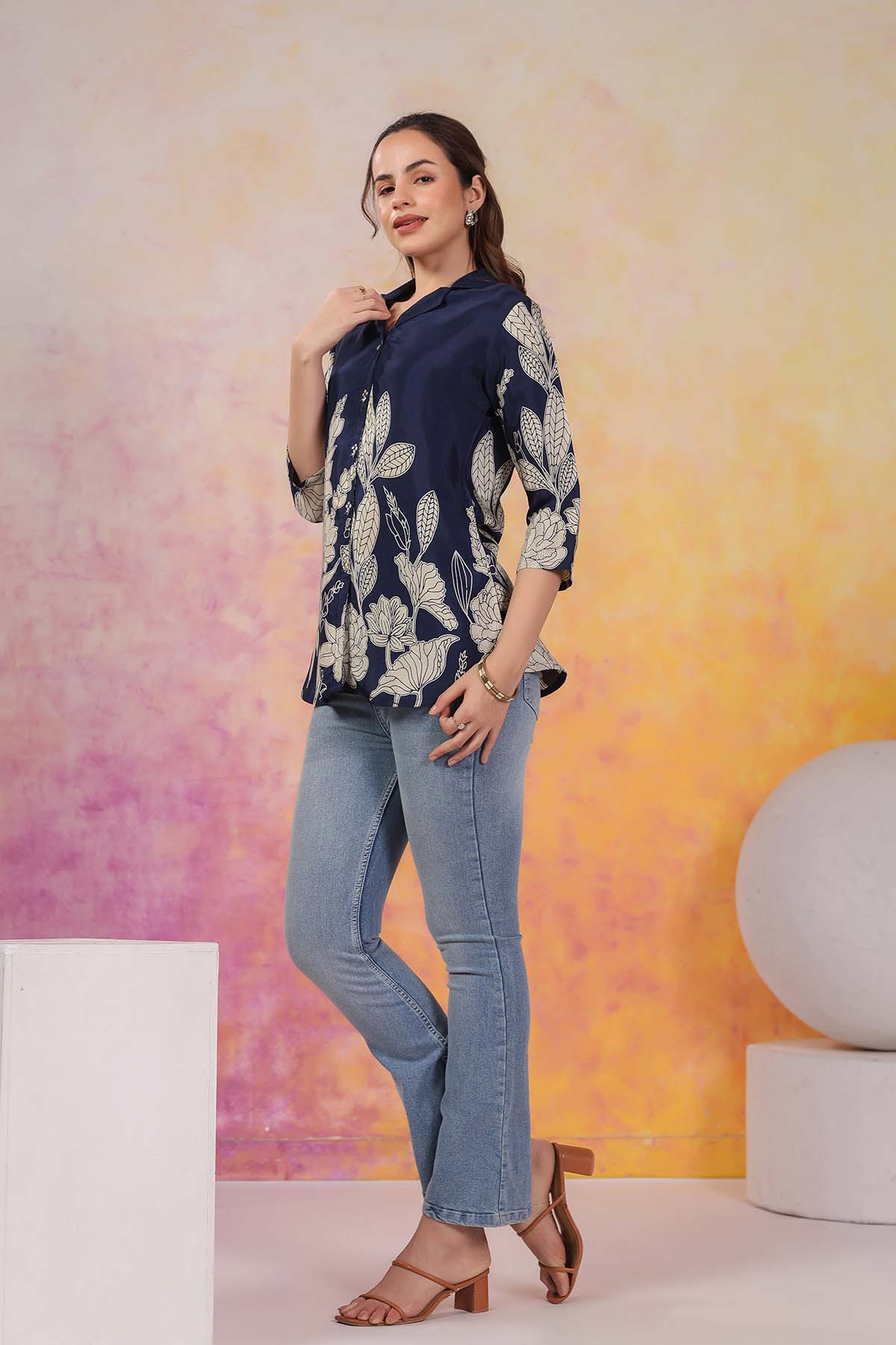 Blue Russian Silk Top