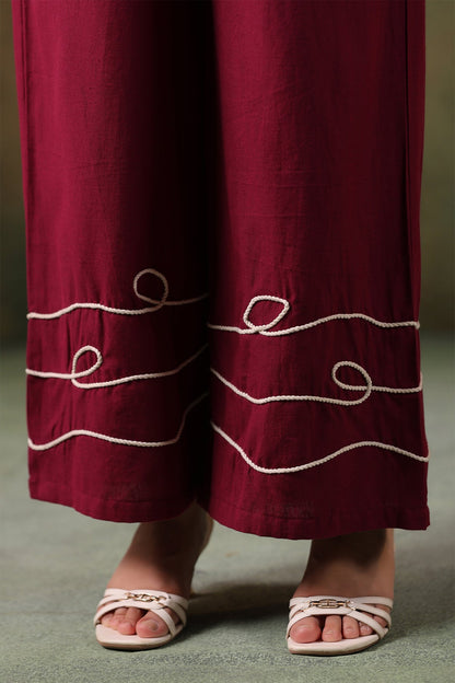 Wine Cotton Flex Co-Ord Set