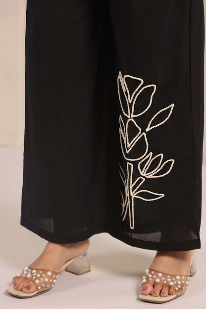 Black Printed Russian Silk Co-Ord Set for Women