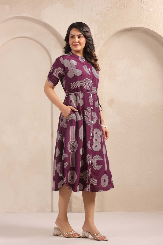 Purple Russian Silk Dress