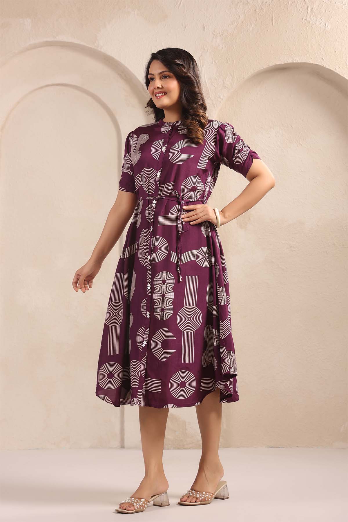 Purple Russian Silk Dress