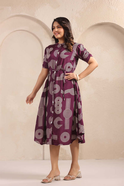 Purple Russian Silk Dress