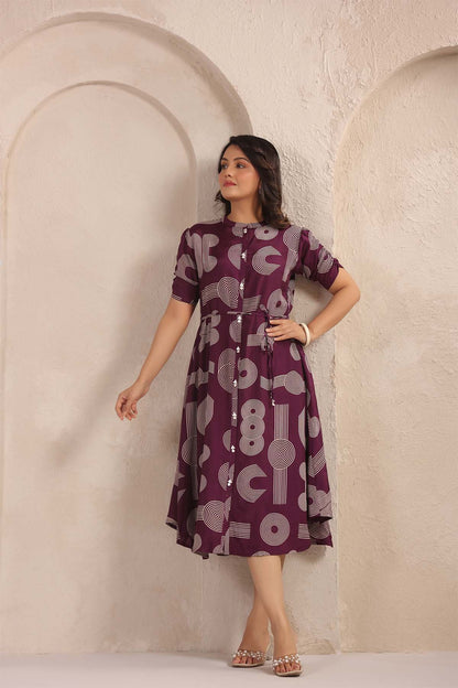 Purple Russian Silk Dress