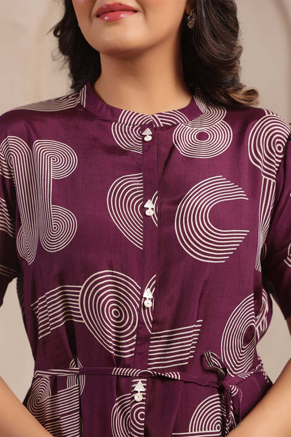 Purple Russian Silk Dress