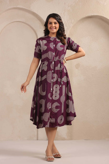 Purple Russian Silk Dress