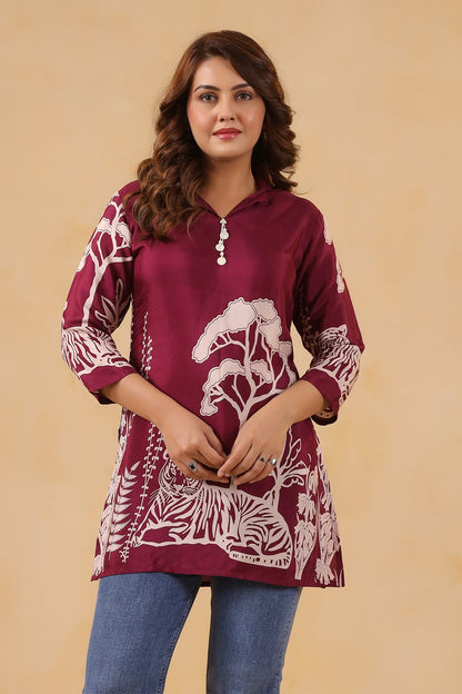 Maroon Russian Silk Short Top