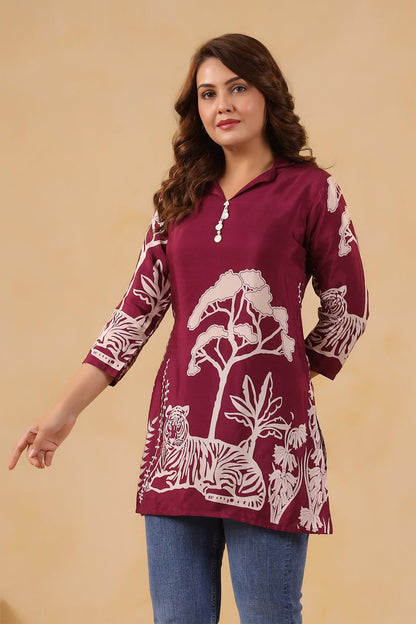 Maroon Russian Silk Short Top