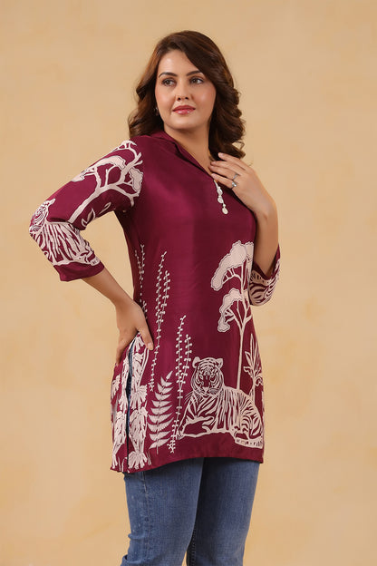 Floral Russian Silk Short Top