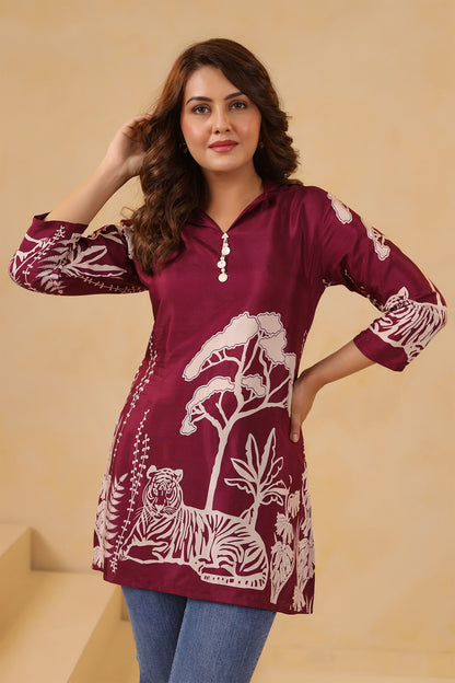 Floral Russian Silk Short Top